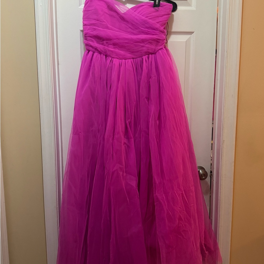 Fashion Nova Strapless Fuchsia Tulle Gown